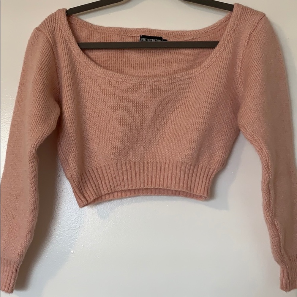 PrettyLittleThing off the shoulder crop top